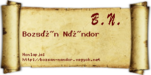 Bozsán Nándor névjegykártya